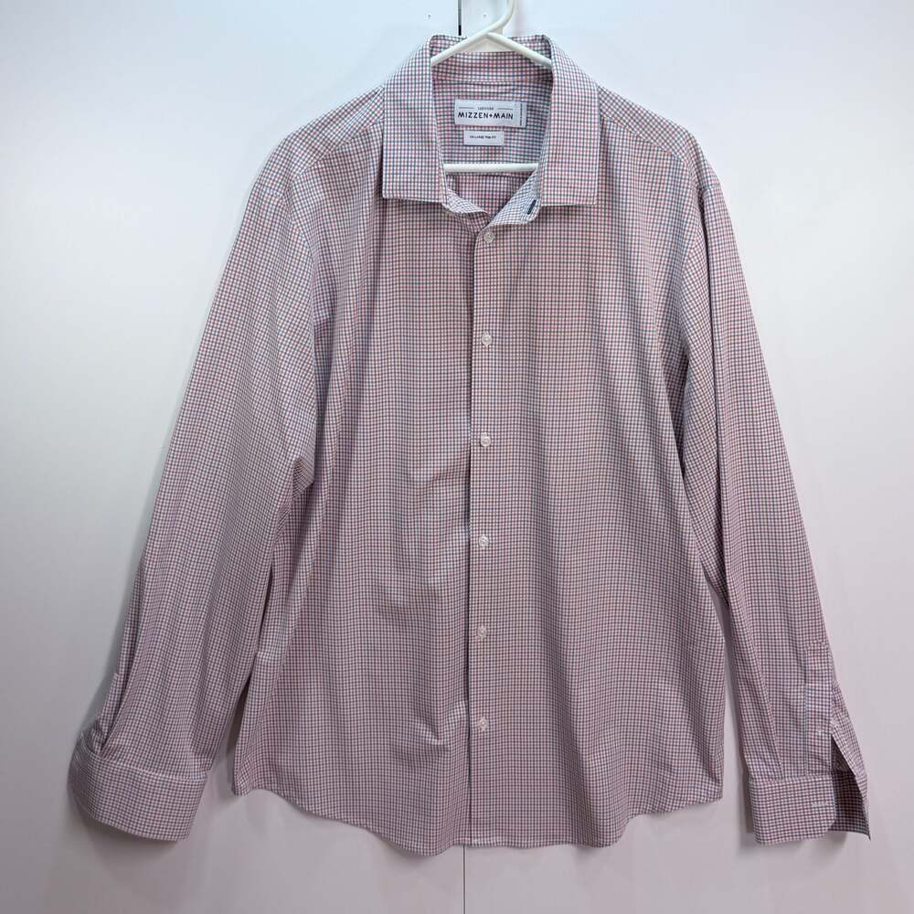 Mizzen+Main Leeward Performance Dress Shirt XX-Large Trim Fit Plaid Button-Down